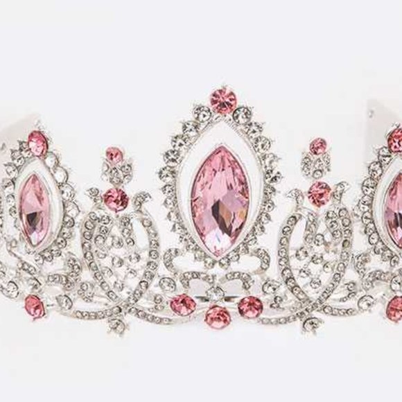 Crystal Statement Tiara - Rhodium/Pink - Picture 3 of 3
